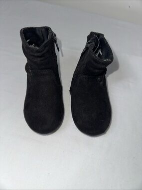 wonder nation Black Suede Side-Zip Ankle Boots for Kids